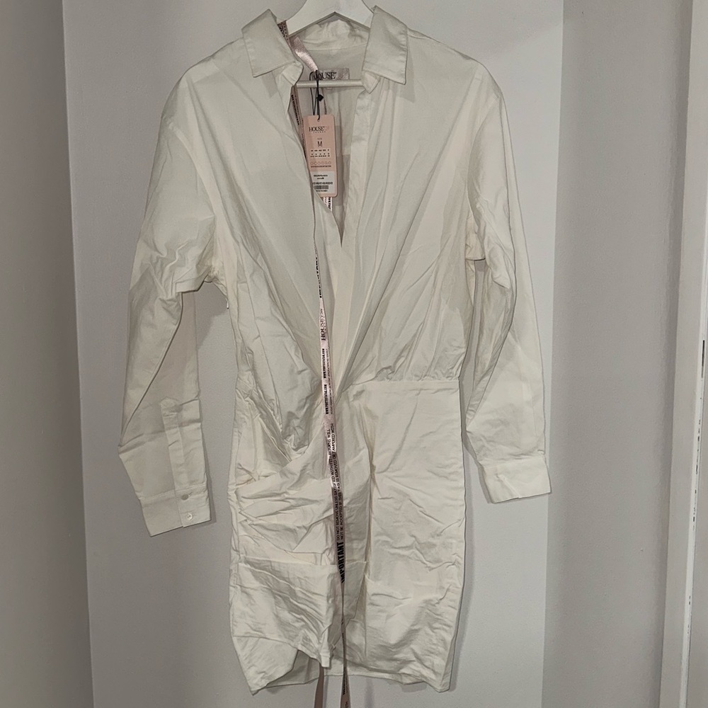 House of CB - ‘Nicolette’ White Draped Shirt Dress - Picture 12 of 14